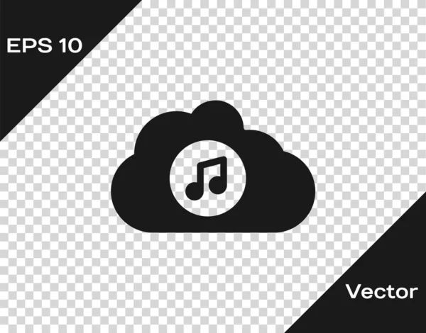 Черная Музыка Потокового Сервиса Значок Изолирован Прозрачном Фоне Sound Cloud — стоковый вектор
