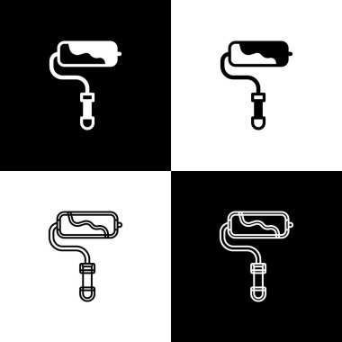 Boya fırçası simgesini siyah ve beyaz arkaplanda izole et. Vektör.