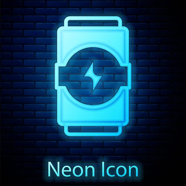 Glowing Neon Energy Drink Icon Isolated Brick Wall Background Vector — Stock Vector