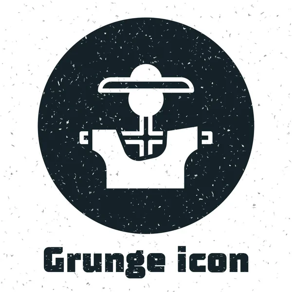 Grunge Scarecrow Icon Isolated White Background Monochrome Vintage Drawing Vector — Stock Vector