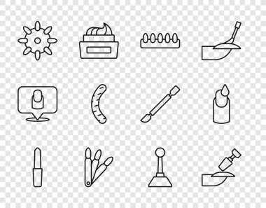 Manikür sahte tırnaklar ve manikür simgesi için Tırnak törpüsü dosya değirmeni kesicisini ayarla. Vektör.