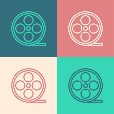 Pop Art Line Film makarası ikonu renk arkaplanında izole edildi. Vektör.