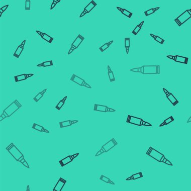 Siyah çizgi kurşun ikonu yeşil arka planda kusursuz deseni izole etti. Vektör