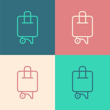 Seyahat simgesi için Pop Art Line Bavulu renk arkaplanında izole edildi. Seyahat bagaj tabelası. Seyahat bagaj ikonu. Vektör