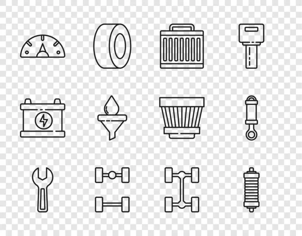 Állítsa Wrench Csavarkulcs Lengéscsillapító Autó Radiátor Hűtőrendszer Alváz Autó Sebességmérő — Stock Vector