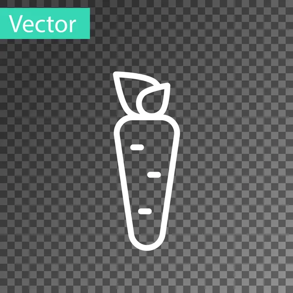 Línea Blanca Icono Zanahoria Aislado Sobre Fondo Transparente Vector — Vector de stock