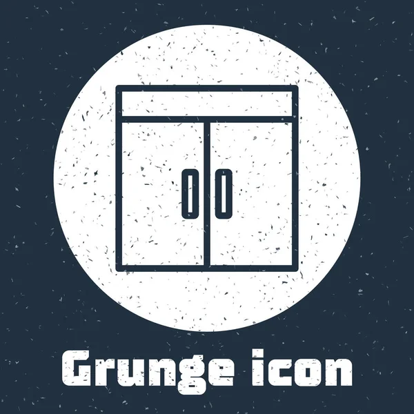 Значок Grunge Line Wardrobe Выделен Сером Фоне Монохромный Винтажный Рисунок — стоковый вектор
