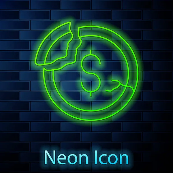 Žhnoucí Neonové Čáry Dolar Snížení Sazby Ikona Izolované Pozadí Cihlové — Stockový vektor