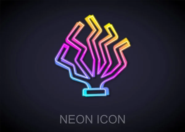Leuchtende Neon Linie Coral Symbol Isoliert Auf Schwarzem Hintergrund Vektor — Stockvektor