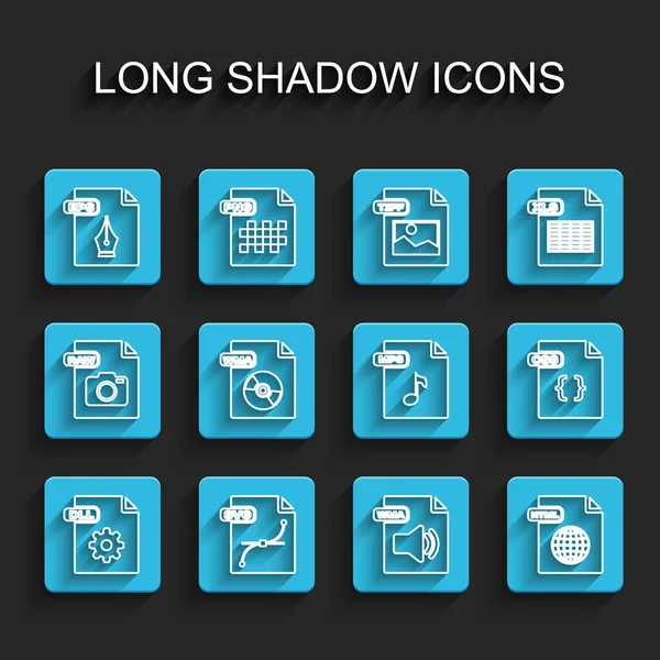 Nastavit Řádkový Dll Dokument Svg Eps Wma Html Css Mp3 — Stockový vektor
