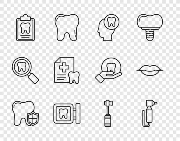 设有牙线保护 人头带牙 门诊部定位 牙刷及微笑唇图标 — 图库矢量图片