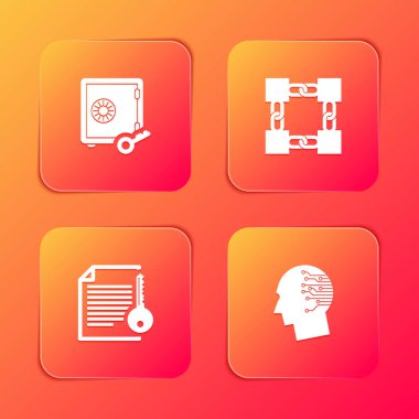 Kazık Kanıtı, Blockchain teknolojisi, Akıllı sözleşme ve Beyin 'i dijital devre kartı simgesi olarak ayarla. Vektör.