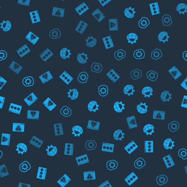 Şifre koruması, Dünya 'nın Küresi ve teçhizatı ayarlı kalkan ve tarayıcı ünlem işaretini kusursuz desene ayarlayın. Vektör.