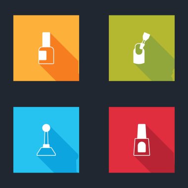 Bir şişe oje, manikür için öğütücü ve ikon. Vektör