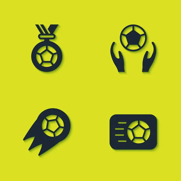 Set Fußball Oder Fußballmedaille Fußball Und Ikone Vektor — Stockvektor