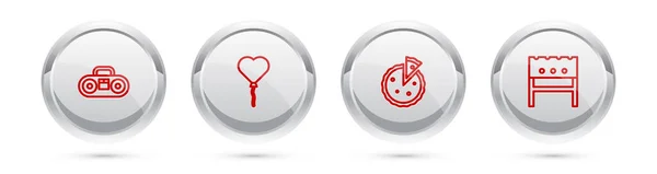 Set Line Στερεοφωνικό Σπίτι Δύο Ηχεία Μπαλόνια Μορφή Καρδιάς Σπιτική — Διανυσματικό Αρχείο