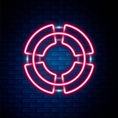 Işıldayan neon hattı İş Dünyası simgesi tuğla duvar arkasında izole edildi. Kurtarma, kriz, destek, ekip, ortaklık, iflas, iş konsepti. Renkli taslak konsepti. Vektör
