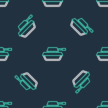 Askeri tank ikonu, siyah arka planda kusursuz desen izole etti. Vektör