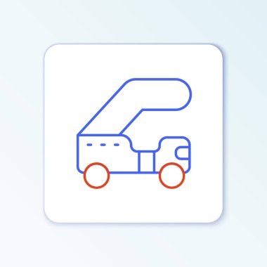 Beyaz arka planda, uçağa biniş simgesi olarak izole edilmiş hat yolcu merdiveni. Havaalanı merdiveni yolculuğu. Renkli taslak konsepti. Vektör