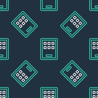 Çizgi Grafik tableti simgesi siyah arkaplanda izole edilmiş. Vektör