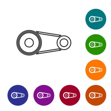 Beyaz arkaplanda siyah çizgi zamanlayıcı kiti simgesi izole edildi. Simgeleri renk daire düğmelerine ayarla. Vektör