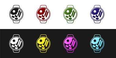 Siyah beyaz arka planda izole edilmiş erişte ikonlu Ramen çorba kasesi hazırla. Bir kase geleneksel Asya erişte çorbası. Vektör