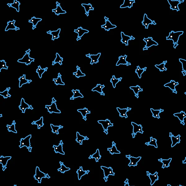 Çizgi Hindistan haritası simgesi siyah arkaplanda izole edilmiş kusursuz desen. Vektör