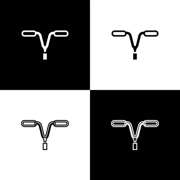 Set icône de guidon de vélo isolé sur fond noir et blanc. Vecteur — Image vectorielle