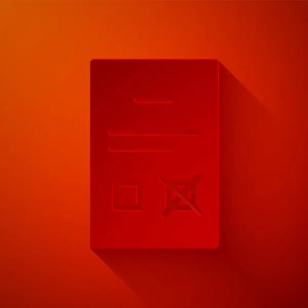 Paper cut Poll document icon isolated on red background. Paper art style. Vector — Image vectorielle