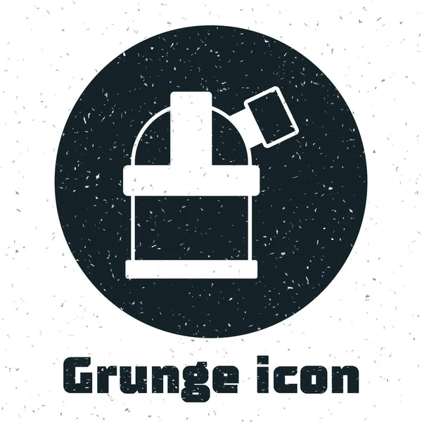 Grunge Astronomisch observatorium icoon geïsoleerd op witte achtergrond. Observatorium met een telescoop. Wetenschappelijke instelling. Monochrome vintage tekening. Vector — Stockvector