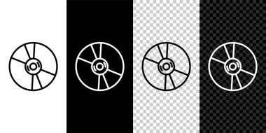 Satır CD 'sini ya da DVD disk simgesini siyah ve beyaz arkaplanda izole et. Küçük disk işareti. Vektör