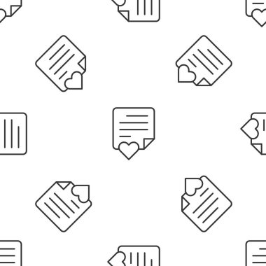 Sevgililer Günü kalp ikonlu gri çizgi beyaz arka planda kusursuz desen izole etti. Mesaj aşkım. Aşk ve romantizm mektubu. Vektör