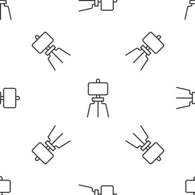 Gri çizgi ahşap sehpa ya da resim tahtası simgesi beyaz arka planda izole edilmiş pürüzsüz desen. Vektör