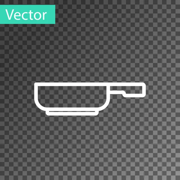 Linha branca Ícone de frigideira isolado em fundo transparente. Símbolo de fritar ou assar alimentos. Vetor — Vetor de Stock