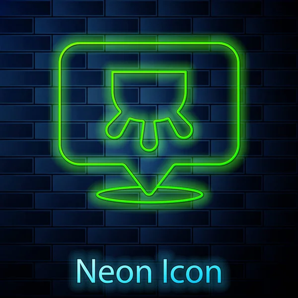 Ragyogó neon vonal Udder ikon elszigetelt téglafal háttér. Vektor — Stock Vector