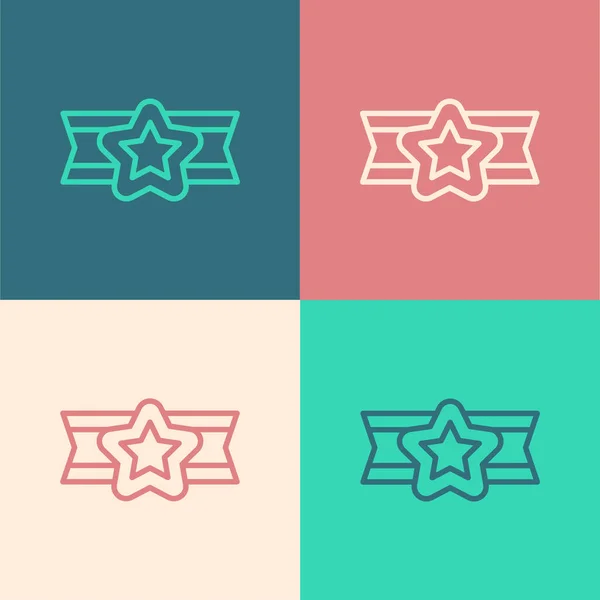 Pop art ligne Star icône militaire américaine isolé sur fond de couleur. Insignes militaires. Patchs de l'armée. Vecteur — Image vectorielle