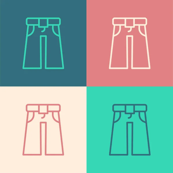 Pop-Art-Linie Jeans breites Symbol isoliert auf farbigem Hintergrund. Vektor — Stockvektor