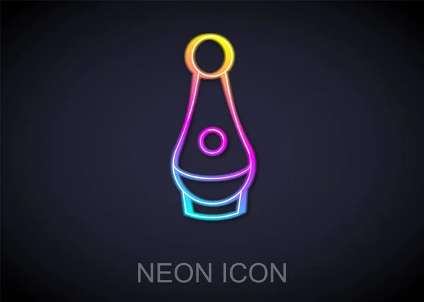 Zářící neonová čára Soju láhev ikona izolované na černém pozadí. Korejská rýžová vodka. Vektor — Stockový vektor