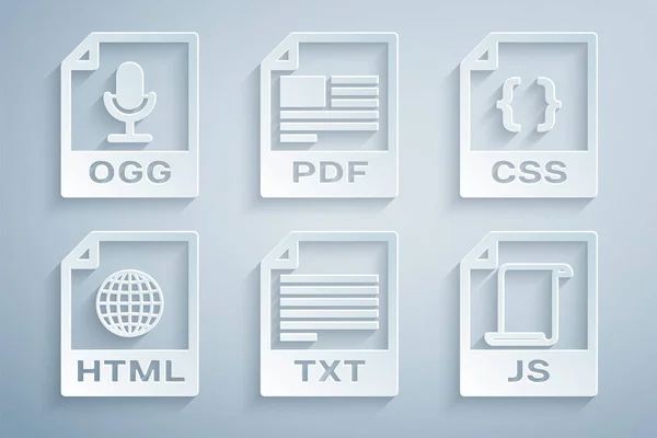 Set Txt File Document Css Html Pdf Ogg Icon Vector — Image vectorielle