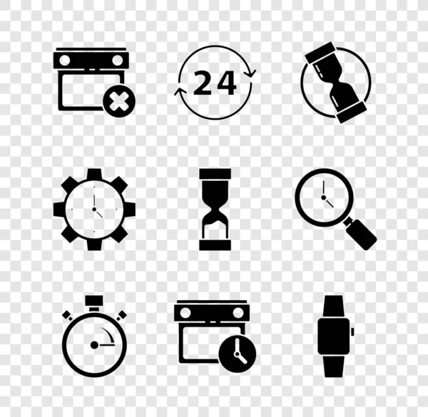 Definir Data Calendário Excluir Relógio Horas Ampulheta Antiga Cronômetro Relógio —  Vetores de Stock