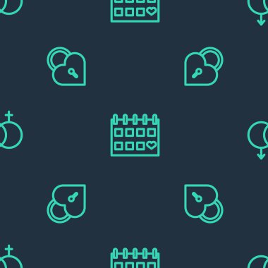 Takvim çizelgesini kalple, Kale şeklini ve cinsiyetini kusursuz şekilde ayarla. Vektör.