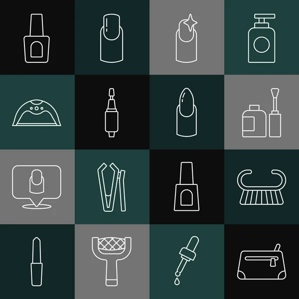 Set Line Cosmetic Bag Pedicure Brush Grater Bottle Nail Polish — Image vectorielle