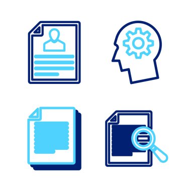 Belgeyi arama, insan başlığı ve simgeye devam ile ayarla. Vektör