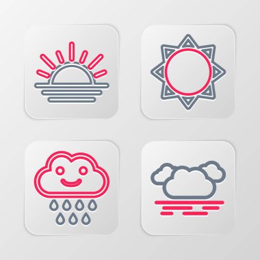 Yağmur, güneş ve günbatımı ikonu ile çizgi oluşturun. Vektör