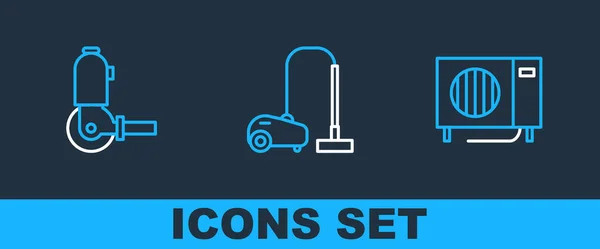 Set line Air conditioner, Angle grinder and Vacuum cleaner icon. Vector — ストックベクタ