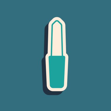 Yeşil tırnak dosya simgesi yeşil arkaplanda izole edildi. Manikür aleti. Uzun gölge tarzı. Vektör