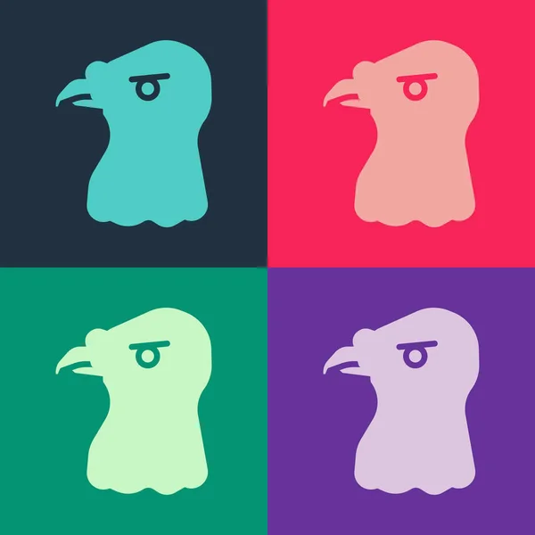 Pop Art Eagle Head Icon Isolated Color Background Vector — стоковый вектор