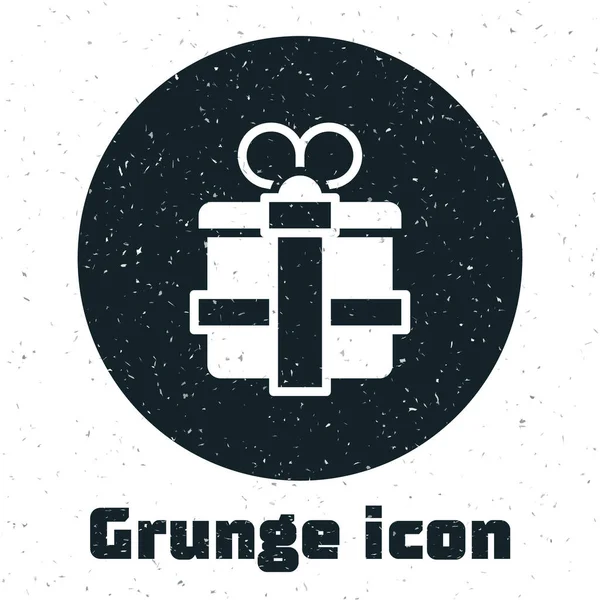 Grunge Icono Caja Regalo Aislado Sobre Fondo Blanco Dibujo Vintage — Vector de stock