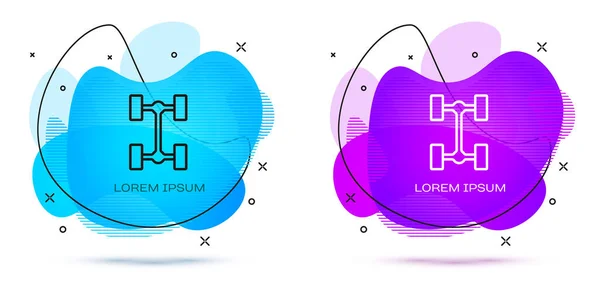 Піктограма Автомобіля Лінії Шасі Ізольована Білому Тлі Абстрактний Банер Рідкими — стоковий вектор