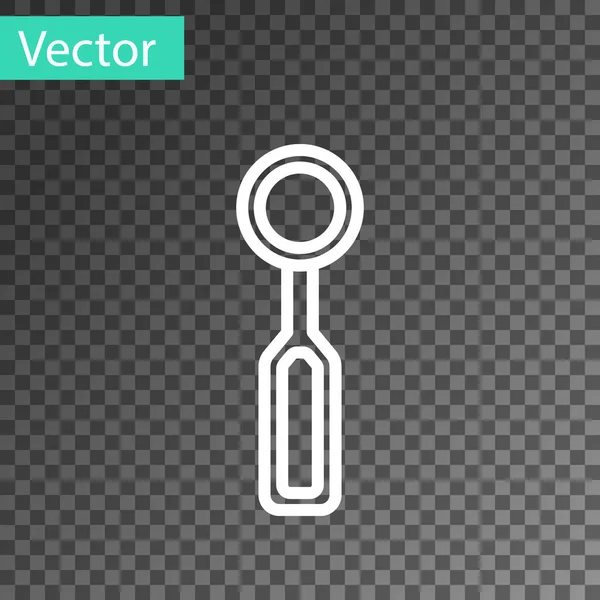 White Line Dental Inspection Mirror Icon Isolated Transparent Background Tool — Vector de stock